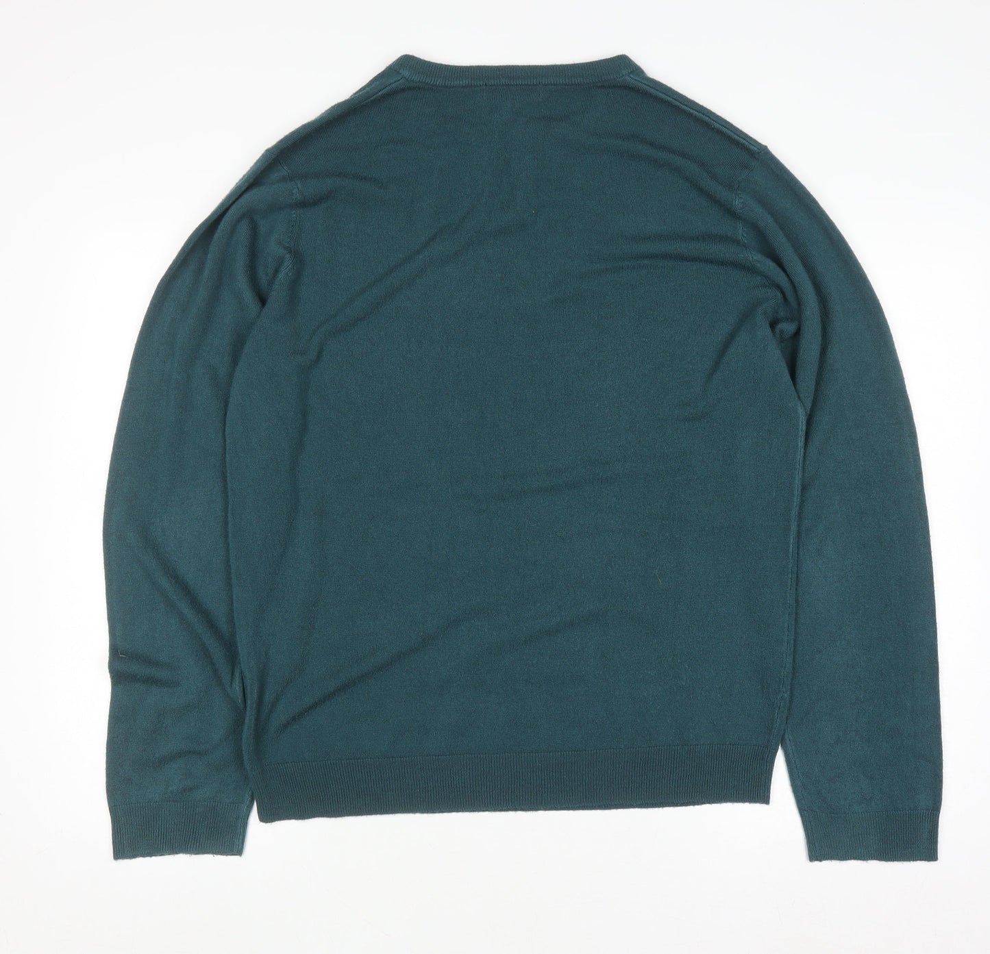 Mens UK Size L Red Herring Green Henley Jumper