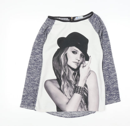 Womens UK Size S Jump & Fish Grey Jersey T-Shirt