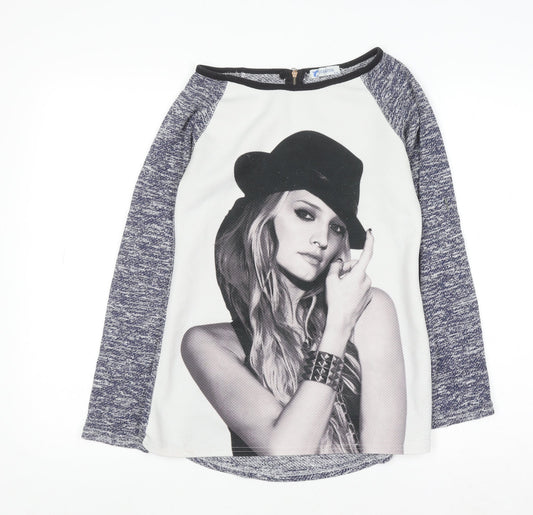 Womens UK Size S Jump & Fish Grey Jersey T-Shirt