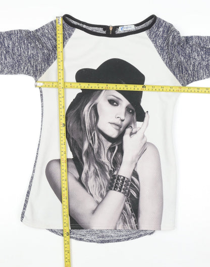 Womens UK Size S Jump & Fish Grey Jersey T-Shirt