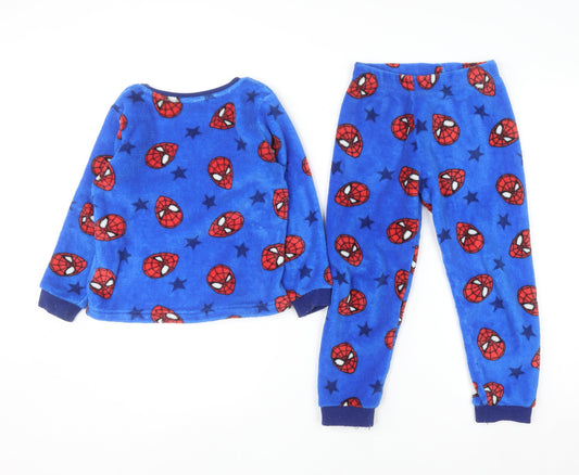 Nutmeg Boys Blue Spider-Man Fleece Pyjama Set 5-6 Years Marvel Nightwear