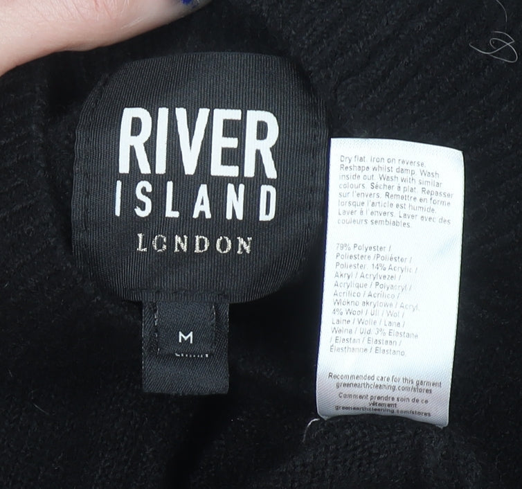 Womens UK Size M River Island Black Pullover Jumper
