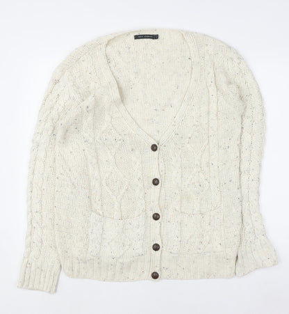 Womens UK Size M QED London Ivory Cardigan Jumper