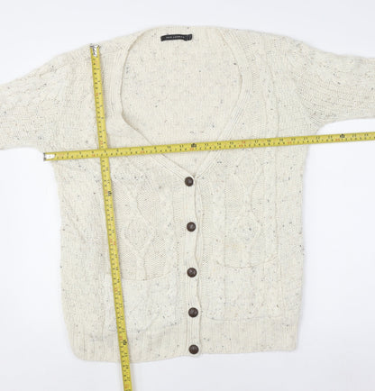 Womens UK Size M QED London Ivory Cardigan Jumper