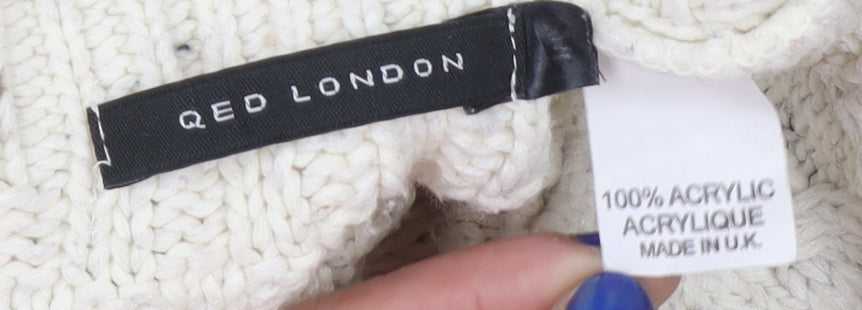 Womens UK Size M QED London Ivory Cardigan Jumper