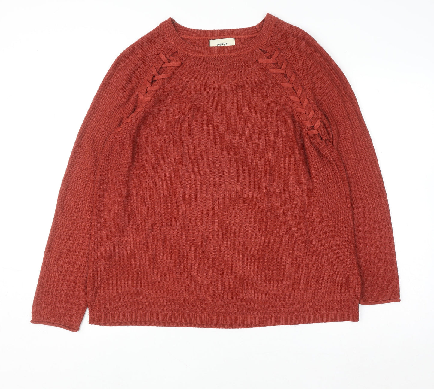 Womens UK Size L Papaya Red Pullover Jumper