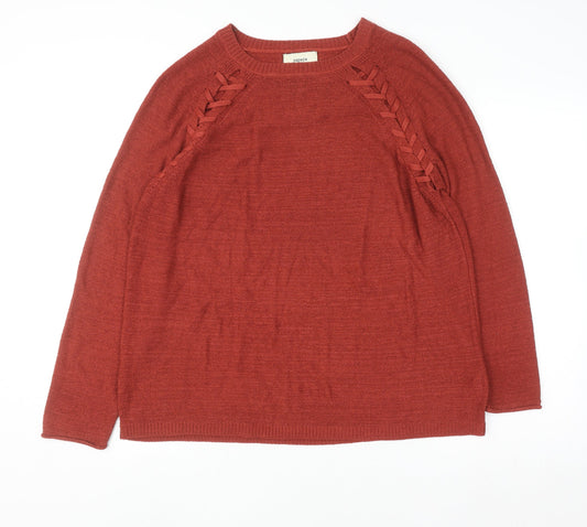 Womens UK Size L Papaya Red Pullover Jumper
