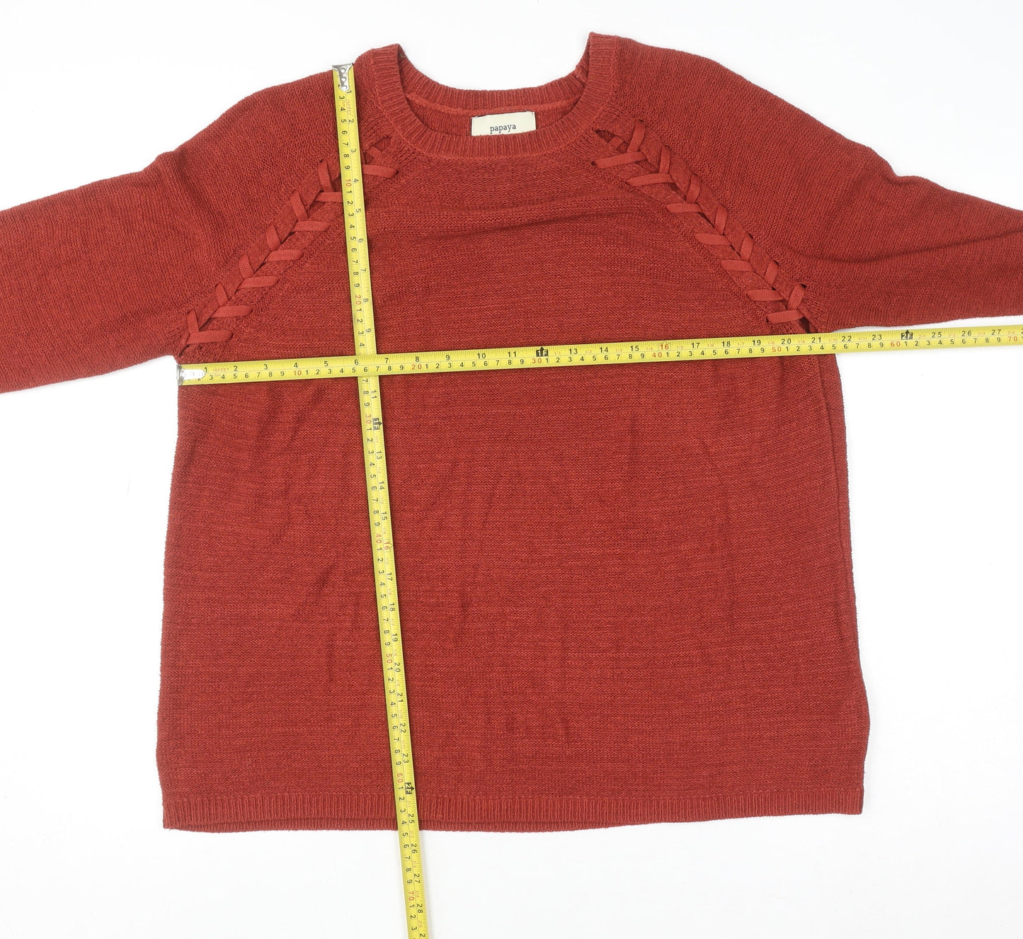 Womens UK Size L Papaya Red Pullover Jumper