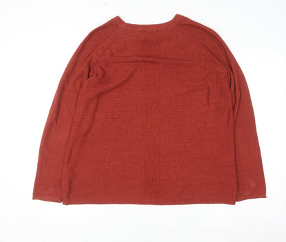 Womens UK Size L Papaya Red Pullover Jumper