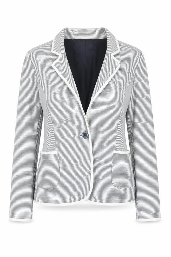 Next Women’s Grey Striped Cotton Blazer Jacket Size M