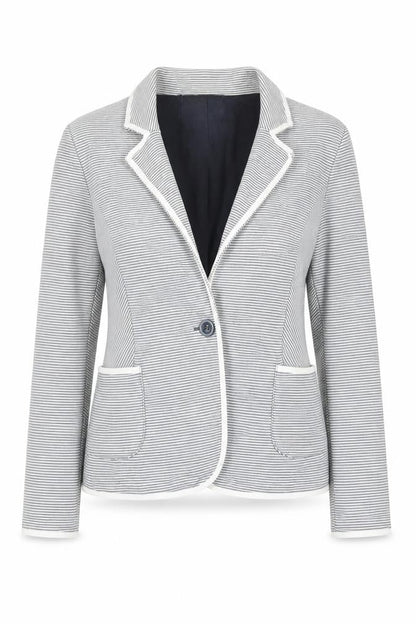 Next Women’s Grey Striped Cotton Blazer Jacket Size M