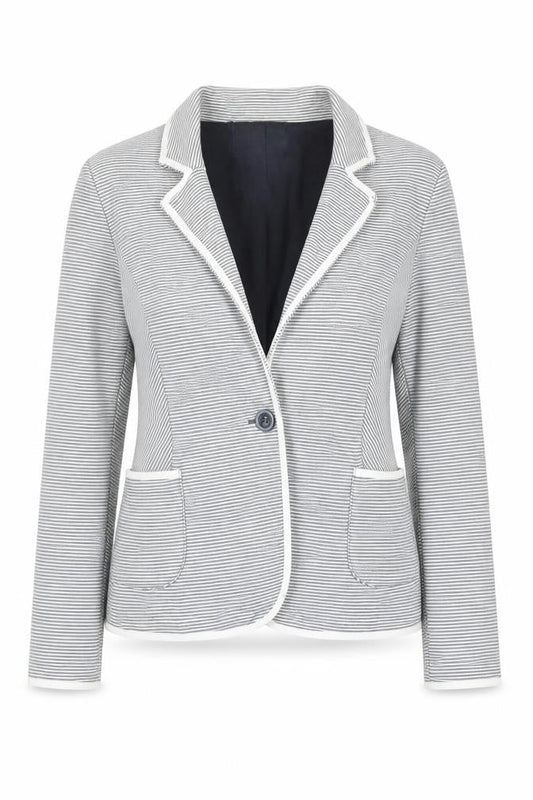 Next Women’s Grey Striped Cotton Blazer Jacket Size M