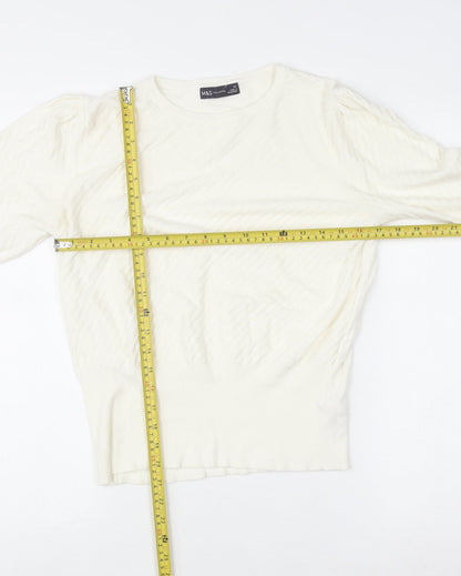 Womens UK Size 14 Marks and Spencer Ivory Pullover Jumper