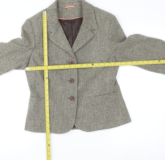 Berkertex Women Brown Tweed Blazer Jacket Size 12 Classic Formal