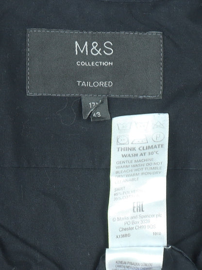 Marks and Spencer Men's Black Tailored Short Sleeve Button-Up Shirt 17/43