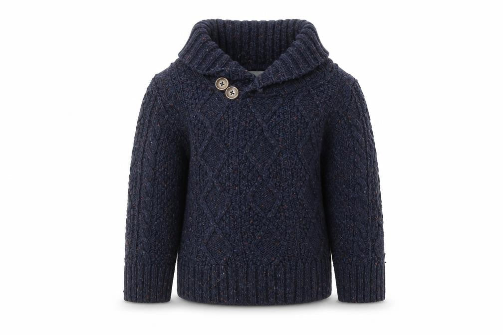 Monsoon Blue Cable Knit Shawl Collar Baby Jumper 18-24 Months