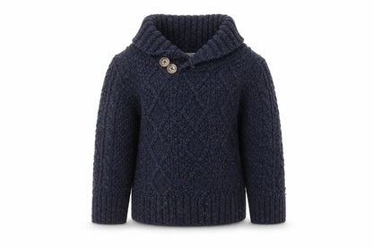 Monsoon Blue Cable Knit Shawl Collar Baby Jumper 18-24 Months