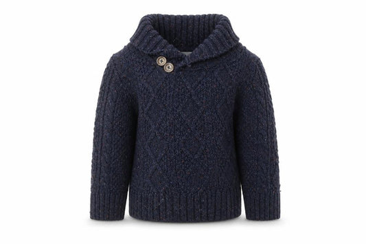 Monsoon Blue Cable Knit Shawl Collar Baby Jumper 18-24 Months