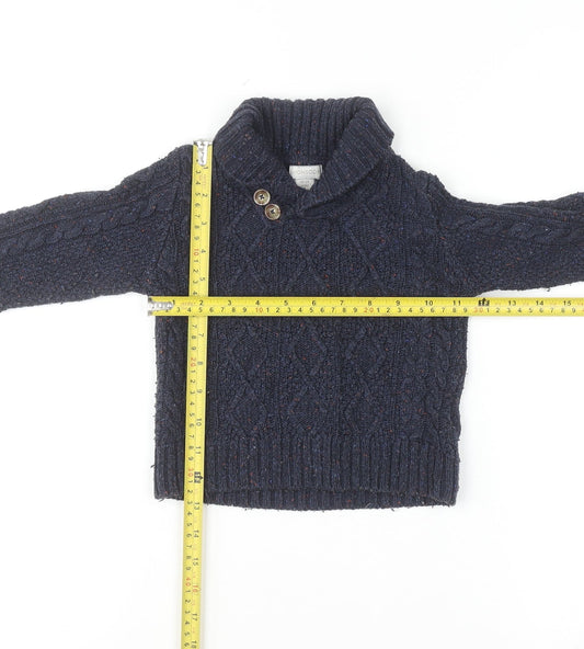 Monsoon Blue Cable Knit Shawl Collar Baby Jumper 18-24 Months