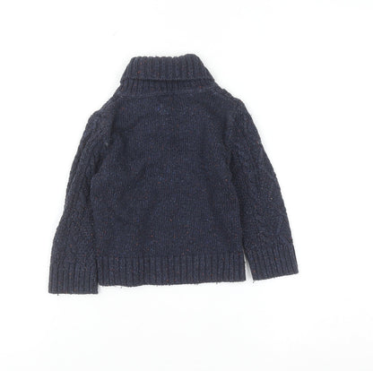 Monsoon Blue Cable Knit Shawl Collar Baby Jumper 18-24 Months