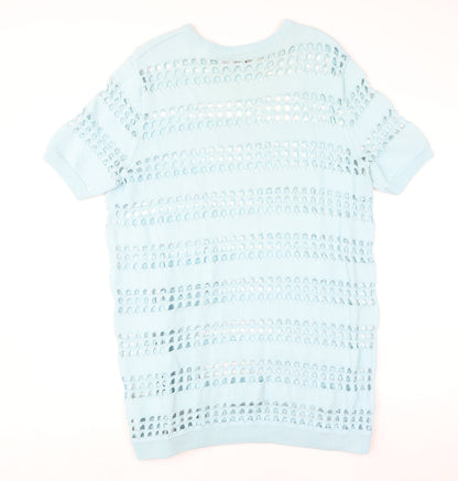 Topshop Women’s Blue Open-Knit Short Sleeve Jumper Size 12