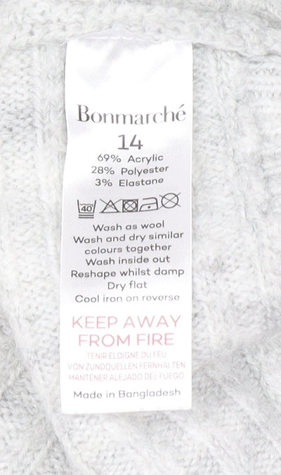 Womens UK Size 14 Bonmarché Grey Pullover Jumper