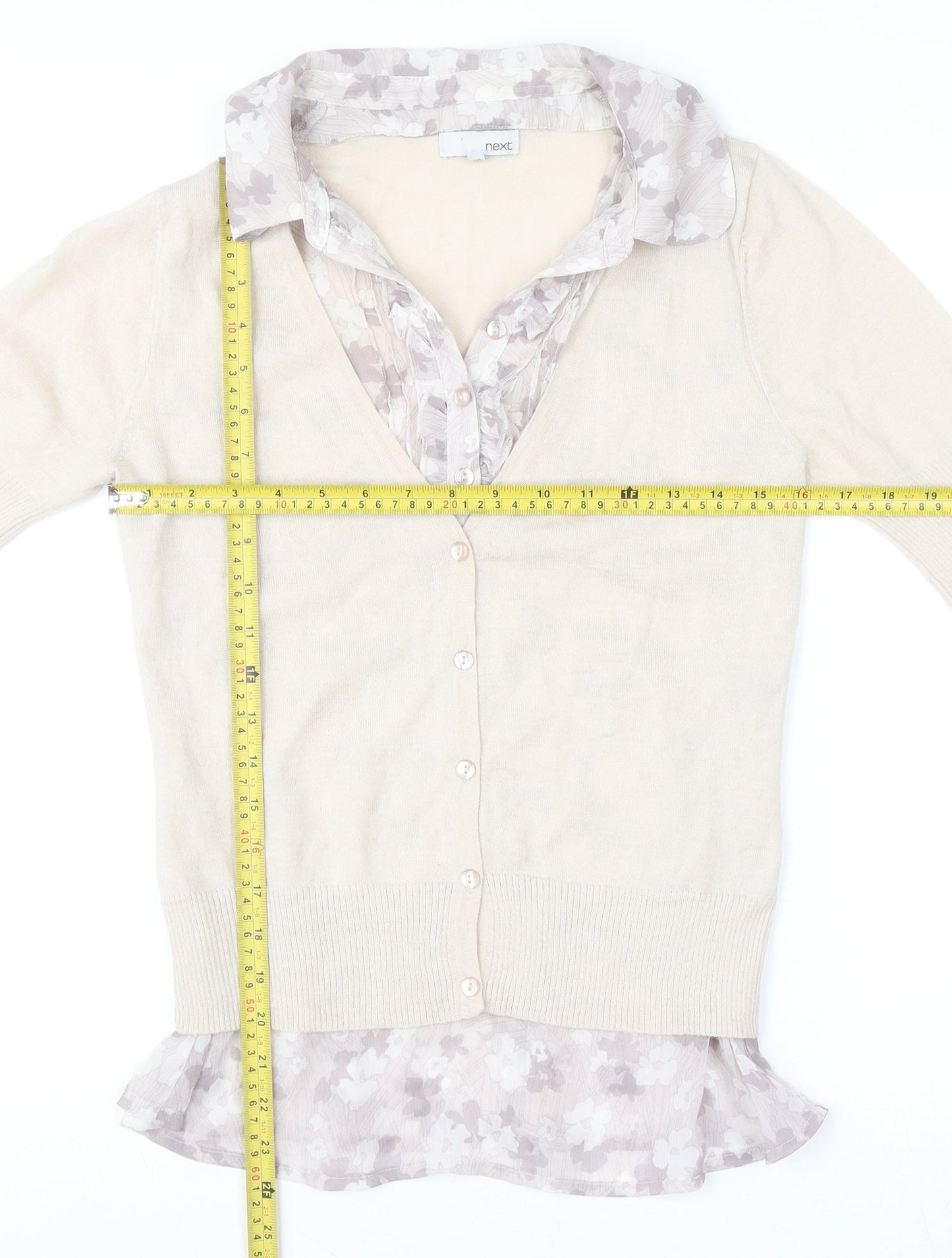 Womens UK Size 12 NEXT Beige Layered Blouse