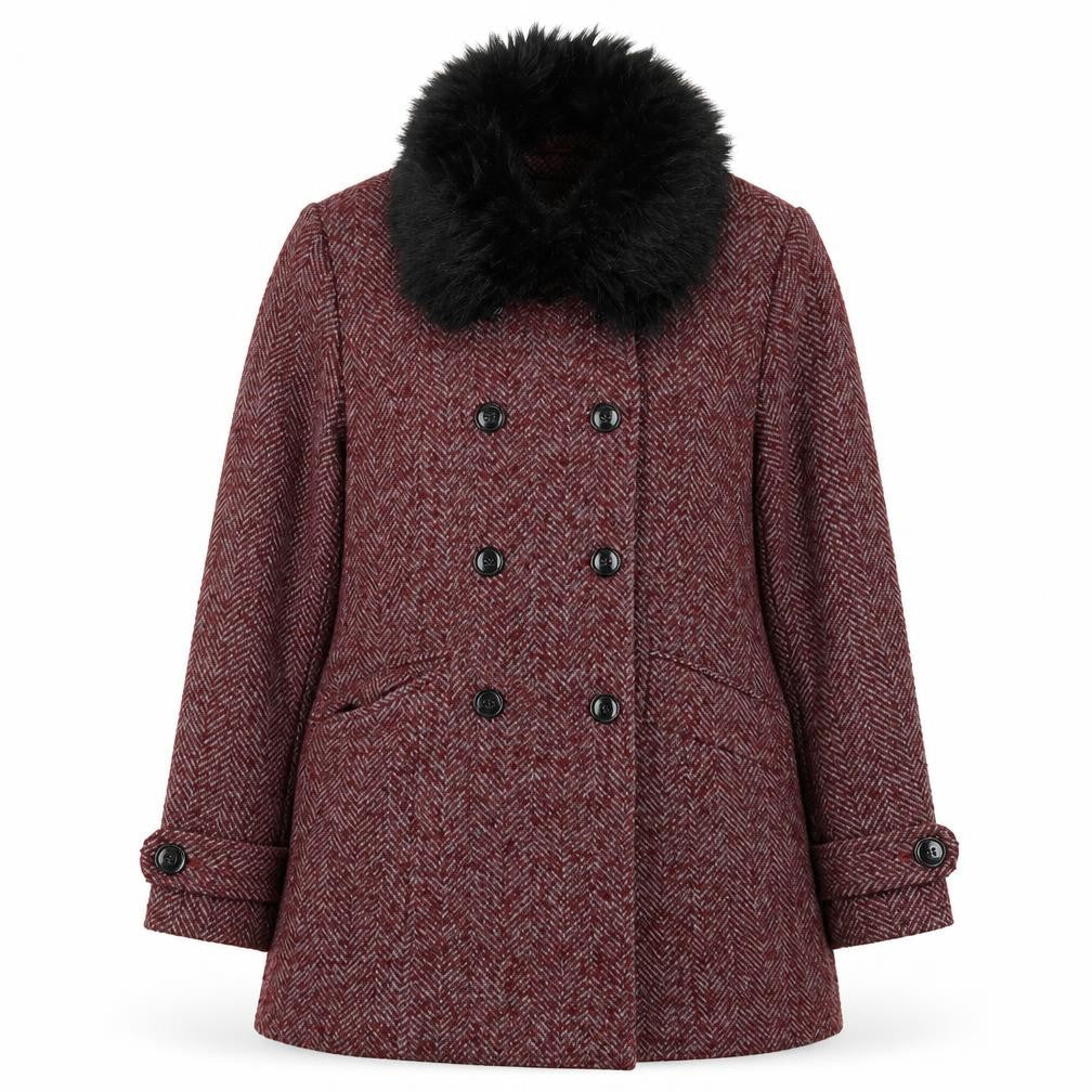 Womens UK Size 12 Cotton Traders Red Pea Coat