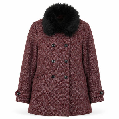 Womens UK Size 12 Cotton Traders Red Pea Coat