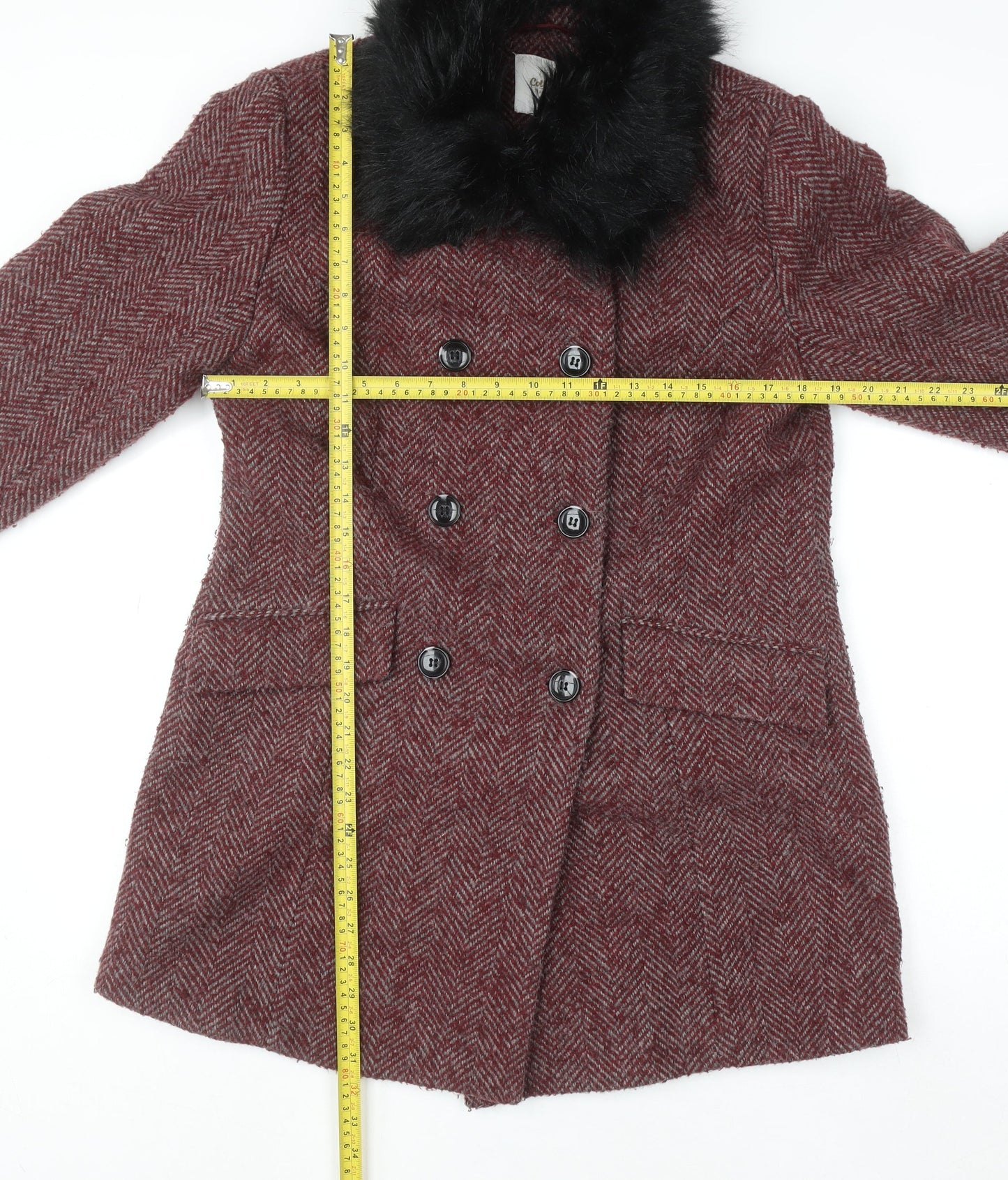 Womens UK Size 12 Cotton Traders Red Pea Coat