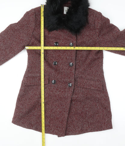 Womens UK Size 12 Cotton Traders Red Pea Coat