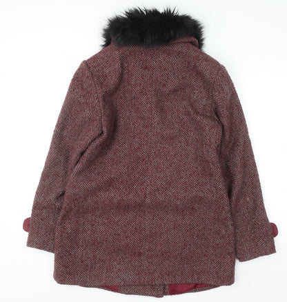 Womens UK Size 12 Cotton Traders Red Pea Coat