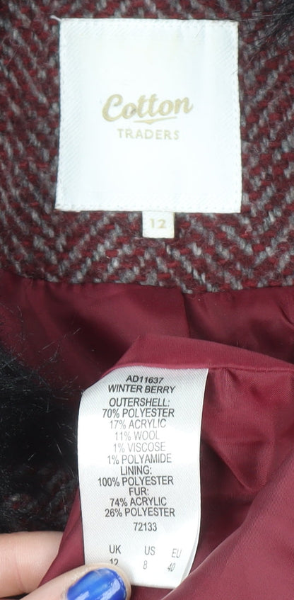 Womens UK Size 12 Cotton Traders Red Pea Coat
