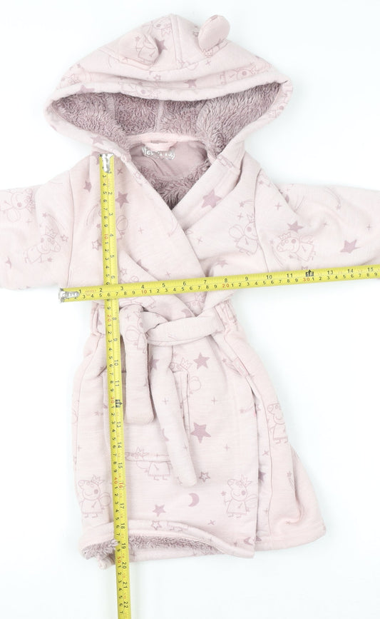 Marks and Spencer Girls Pink Peppa Pig Hooded Robe 2-3 Years Soft Fleece