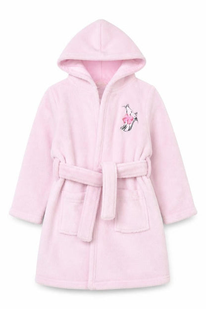 YD Girls Pink Hooded Fleece Robe 5-6 Years Belted Warm Winter Nightwear