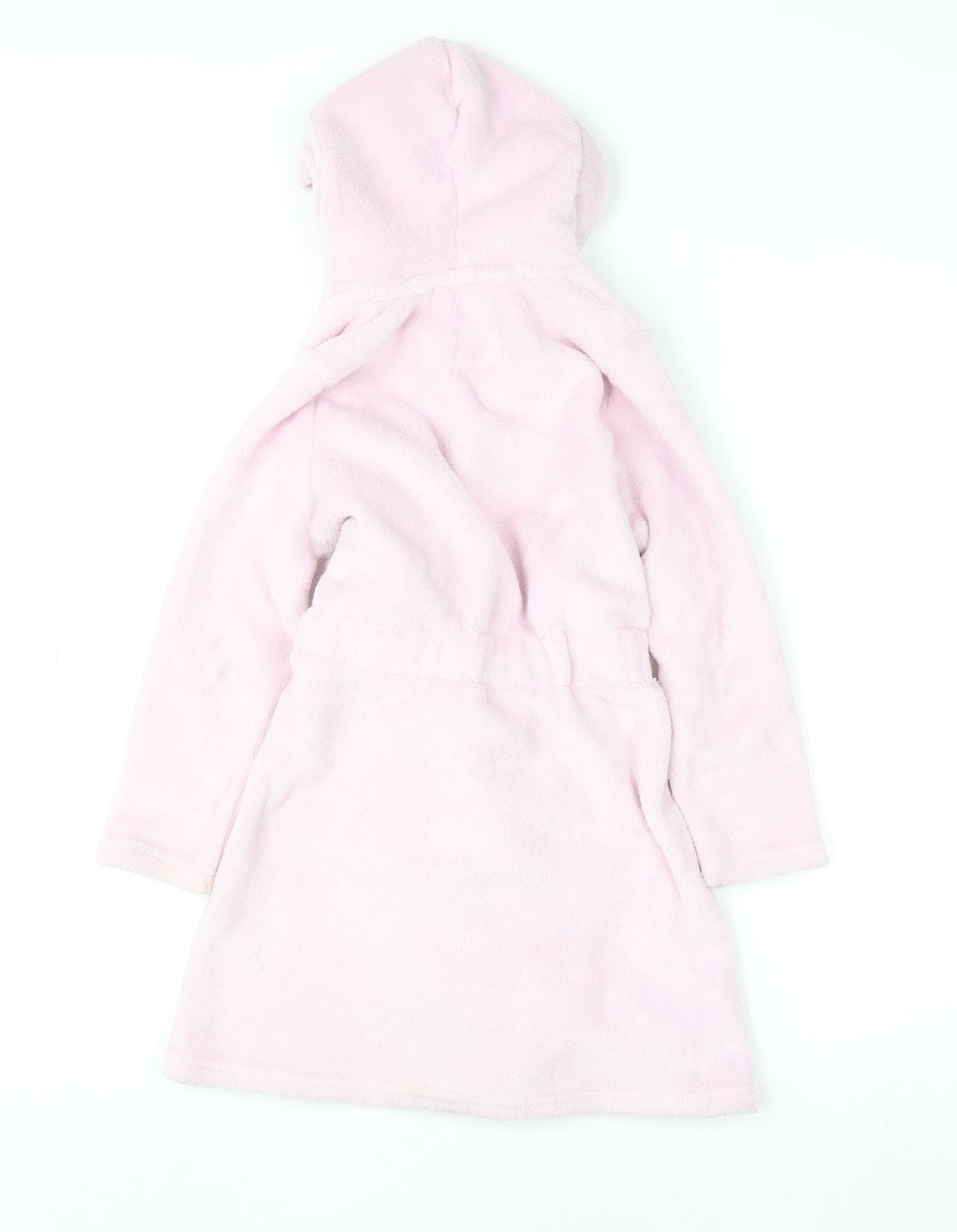 YD Girls Pink Hooded Fleece Robe 5-6 Years Belted Warm Winter Nightwear