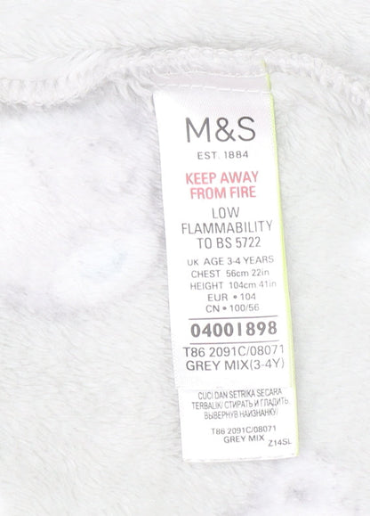 Marks and Spencer Girls Grey Me to You Hooded Fleece Robe 3-4 Years