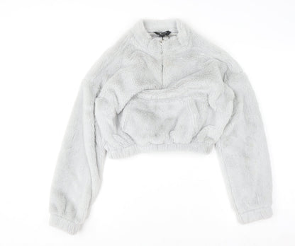 New Look Girls Grey Fleece 1/4 Zip Pullover Sweatshirt Age 12-13 Years