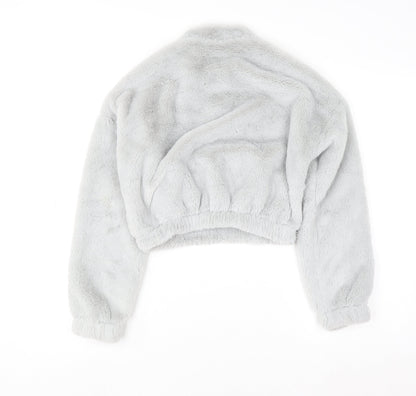 New Look Girls Grey Fleece 1/4 Zip Pullover Sweatshirt Age 12-13 Years