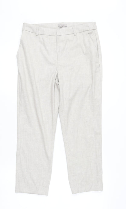 H&M Women’s Beige Dress Pants UK 4 Slim Fit Mid Rise Lightweight Trousers