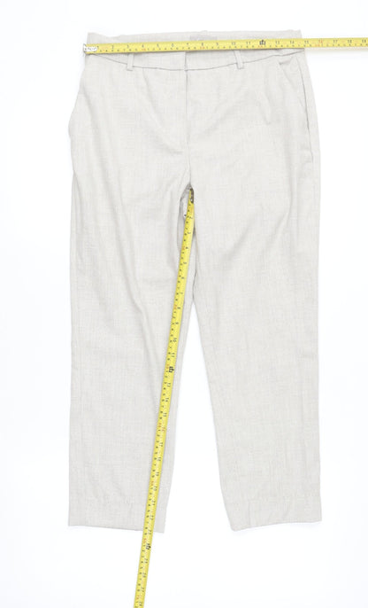 H&M Women’s Beige Dress Pants UK 4 Slim Fit Mid Rise Lightweight Trousers