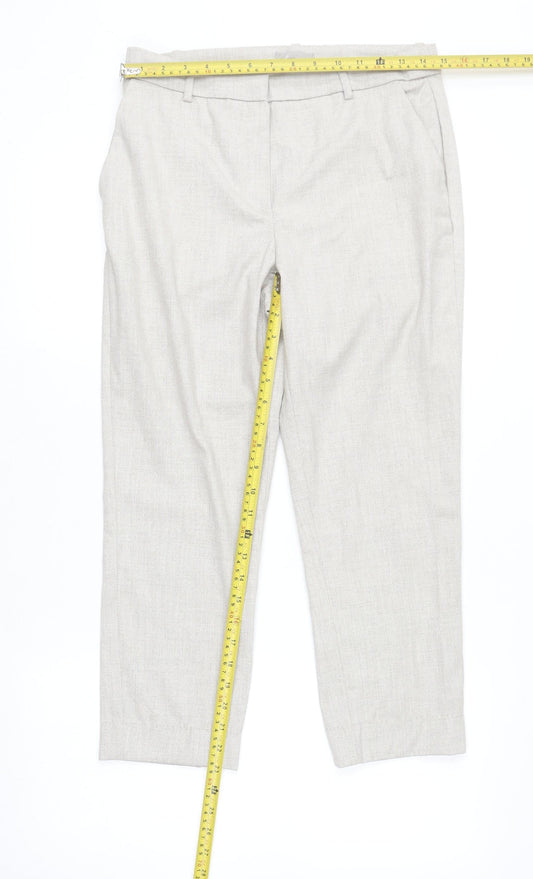H&M Women’s Beige Dress Pants UK 4 Slim Fit Mid Rise Lightweight Trousers