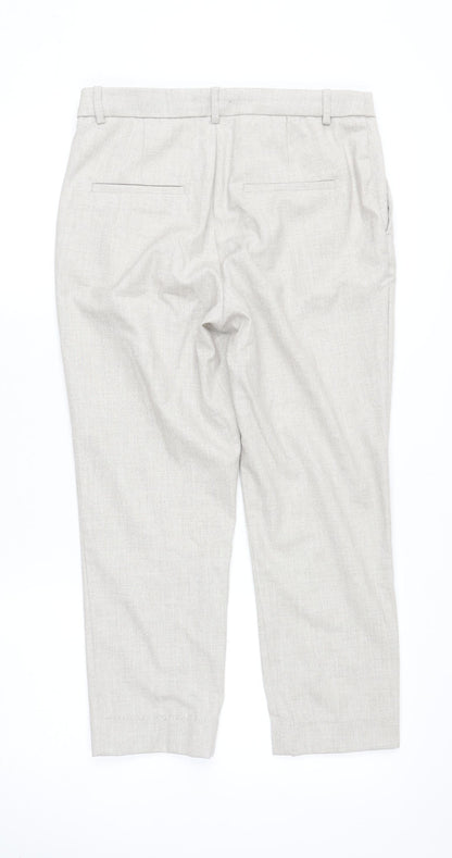 H&M Women’s Beige Dress Pants UK 4 Slim Fit Mid Rise Lightweight Trousers