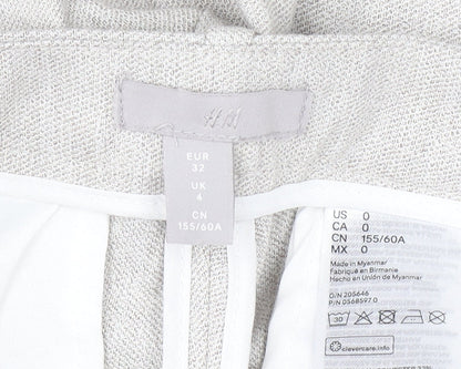H&M Women’s Beige Dress Pants UK 4 Slim Fit Mid Rise Lightweight Trousers