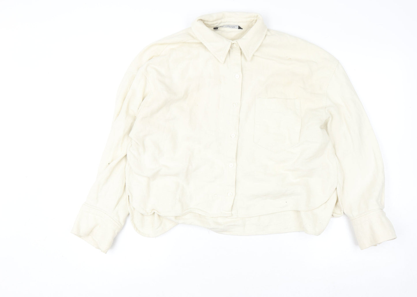 Womens UK Size M Zara Beige Cardigan Sweatshirt