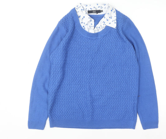 Womens UK Size M Isle Essentials Blue Pullover Jumper