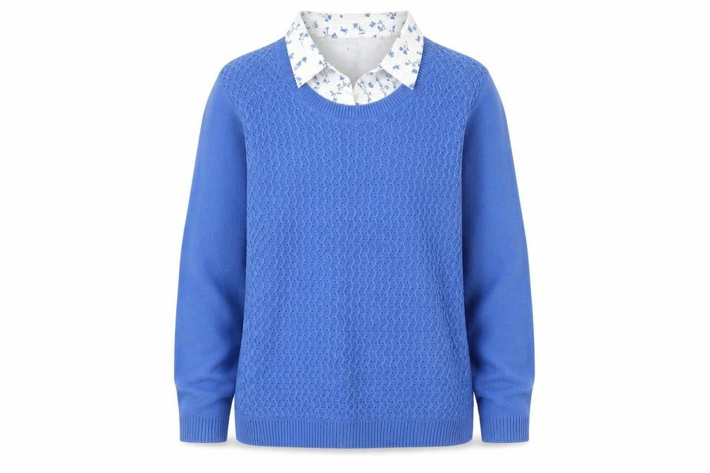 Womens UK Size M Isle Essentials Blue Pullover Jumper