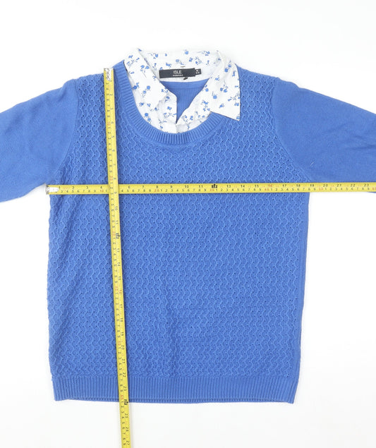 Womens UK Size M Isle Essentials Blue Pullover Jumper