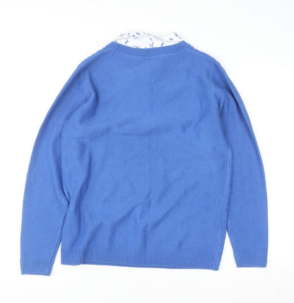 Womens UK Size M Isle Essentials Blue Pullover Jumper