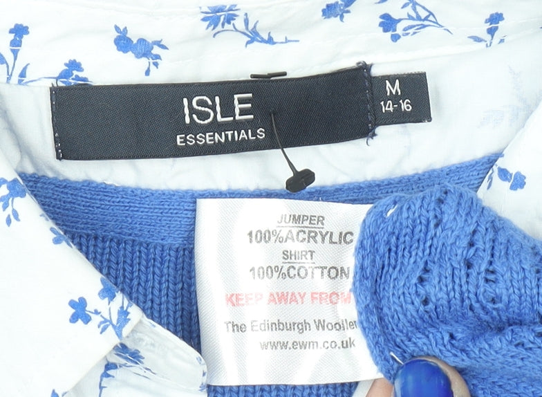 Womens UK Size M Isle Essentials Blue Pullover Jumper